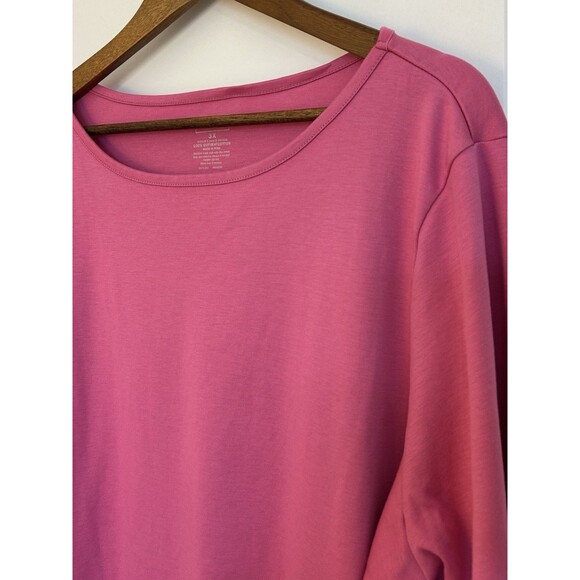 LL Bean Shirt Size 3X Plus Supima Cotton Tee 3/4 Sleeve Stretchy Classic Basic - Picture 2 of 8